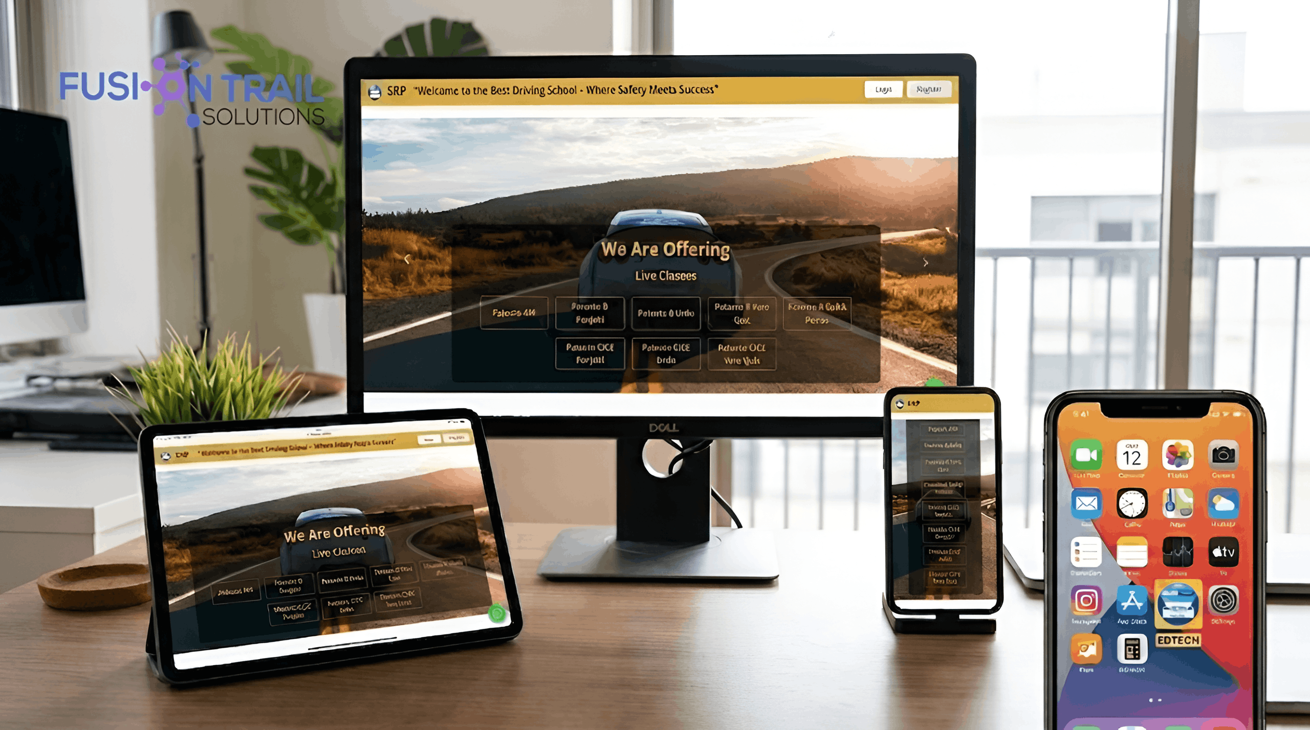Educational website and mobile app mockup by Fusion Trail Solutions