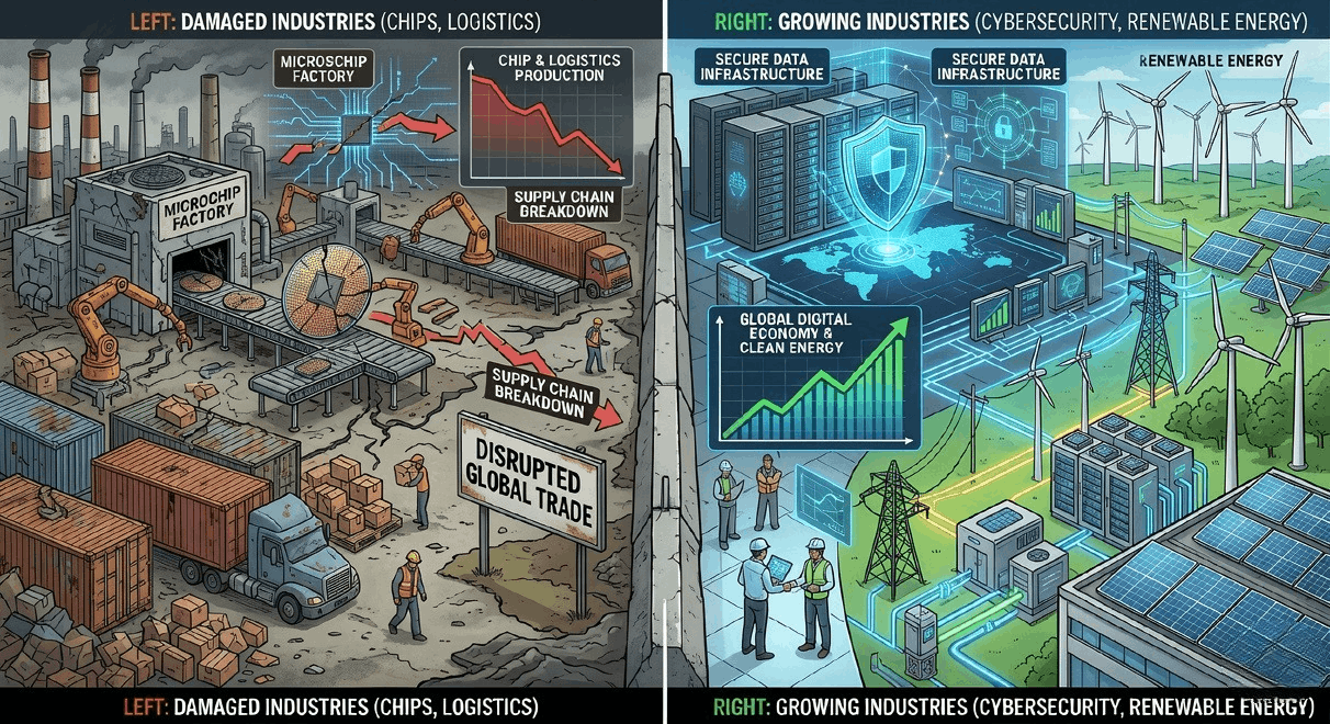 industries affected by Middle East war technology sector winners and losers