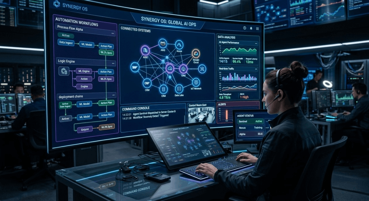 Agentic AI system dashboard showing automation and intelligent decision making
