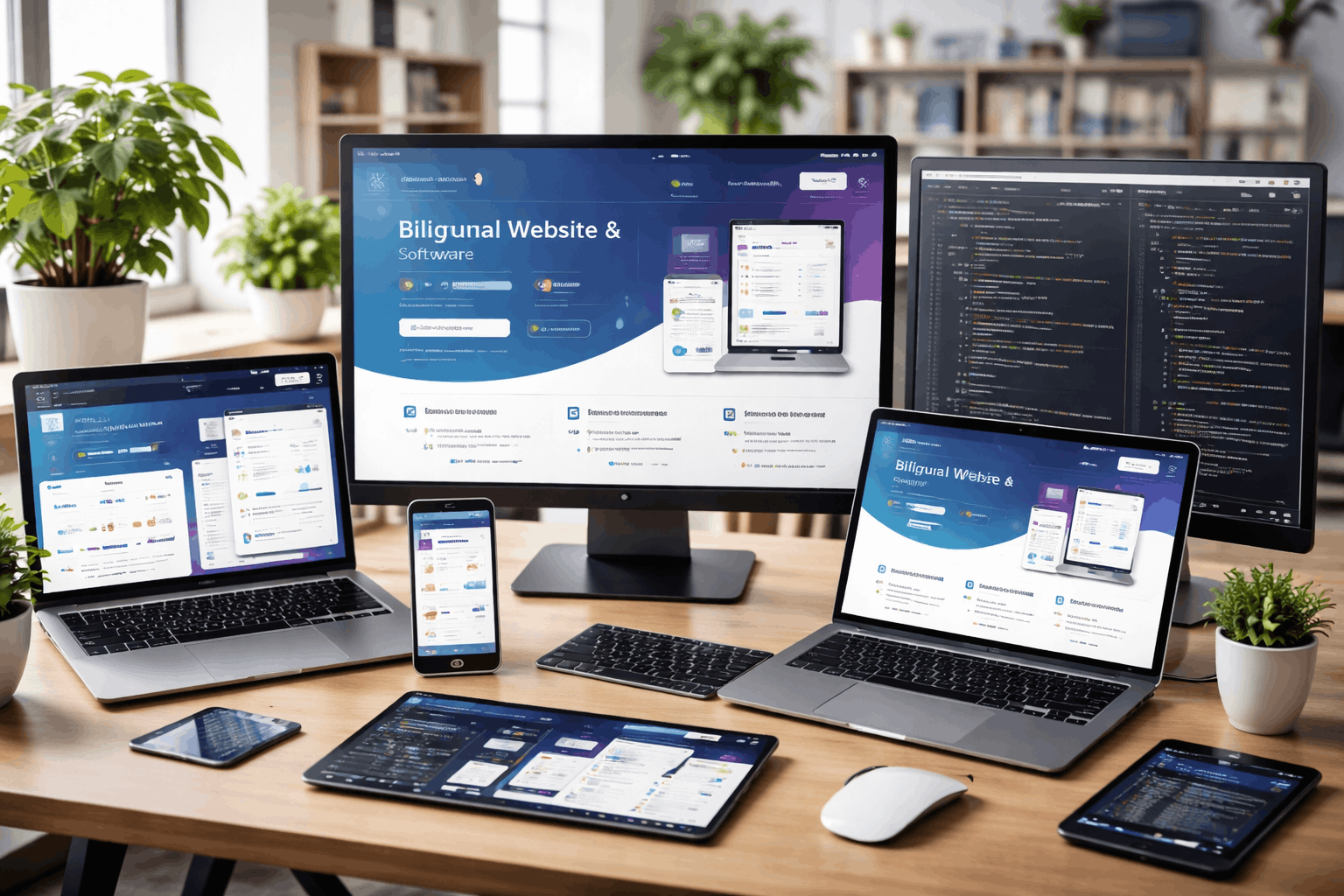 developer building bilingual website and software with multi language support