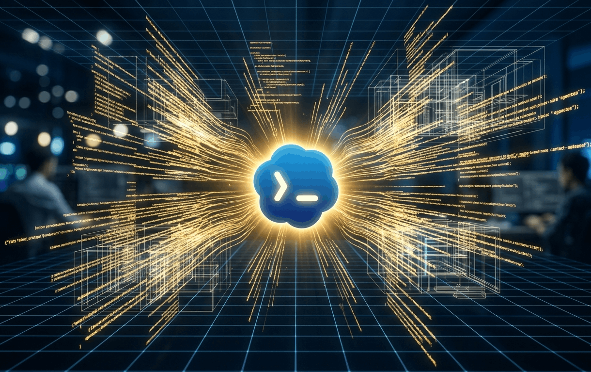 OpenAI Codex processing complex backend architecture with its official logo visible.