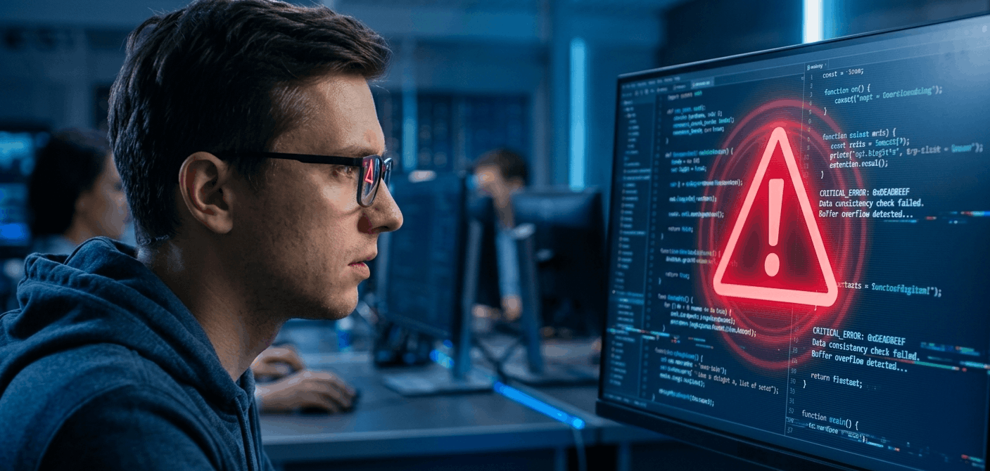 A developer identifying technical errors and vulnerabilities in AI-generated code.