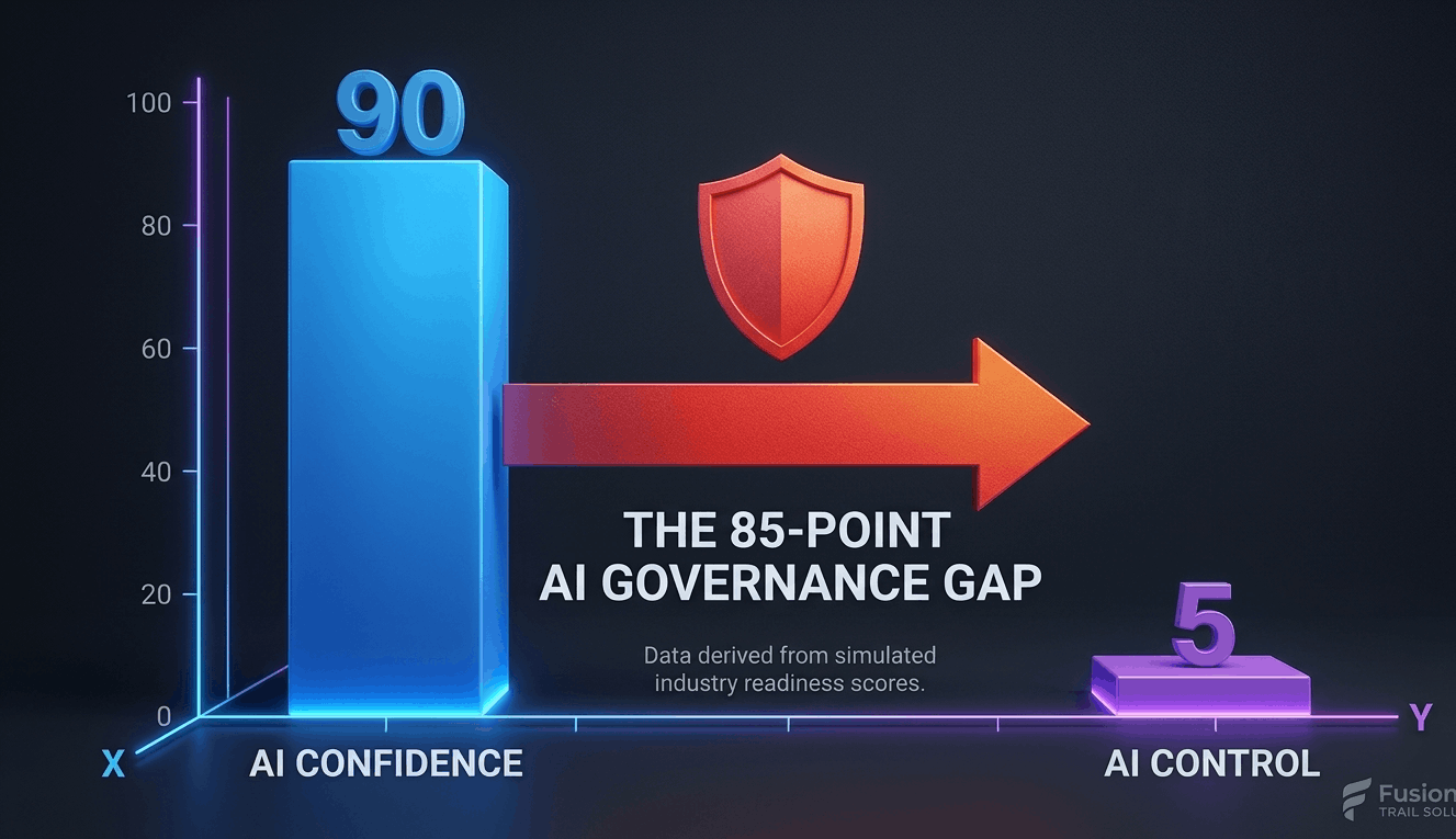 Infographic showing the 85-point AI governance gap.