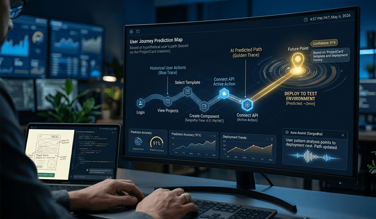 Predictive user experience and analytics in modern app development.