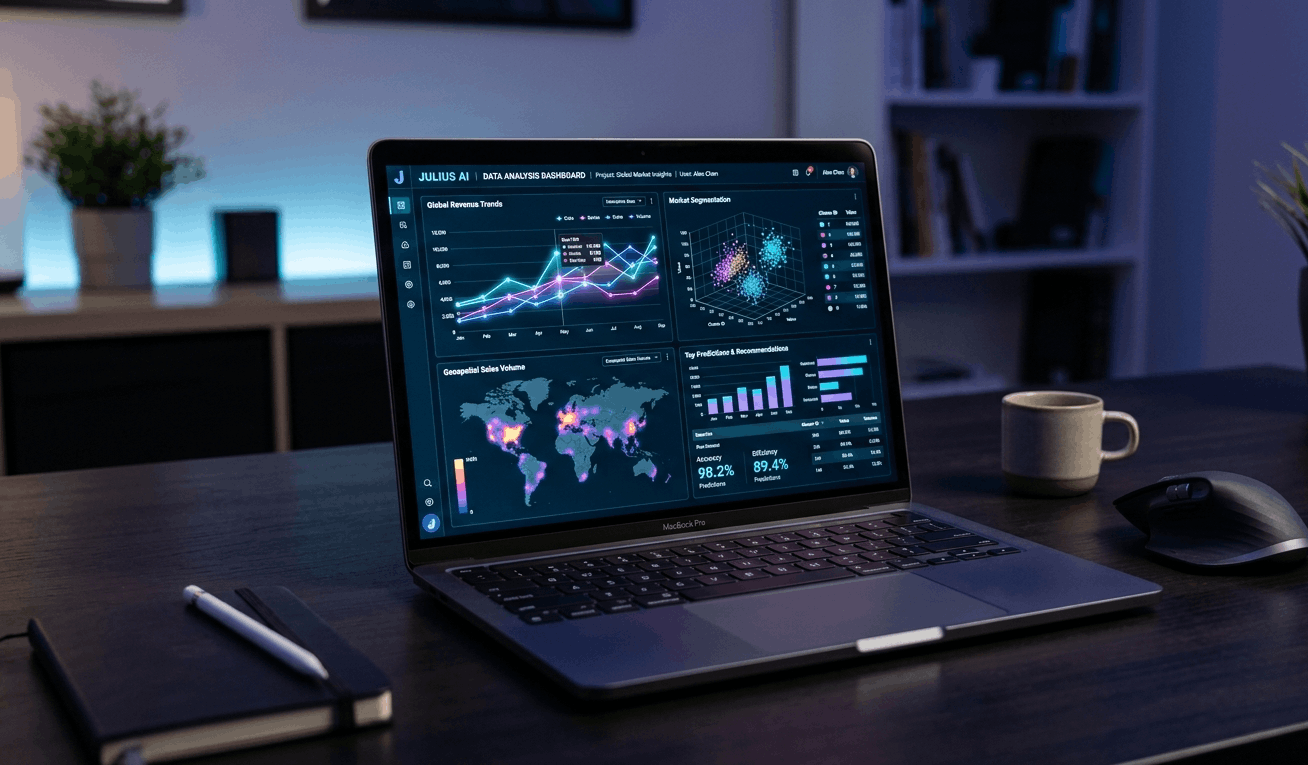 Julius AI data analysis dashboard visualization.
