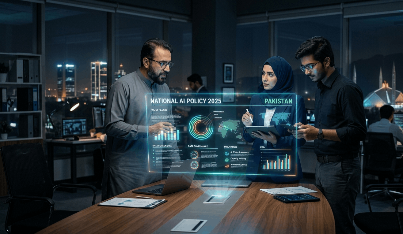 Experts discussing the National AI Policy 2025 in Pakistan.