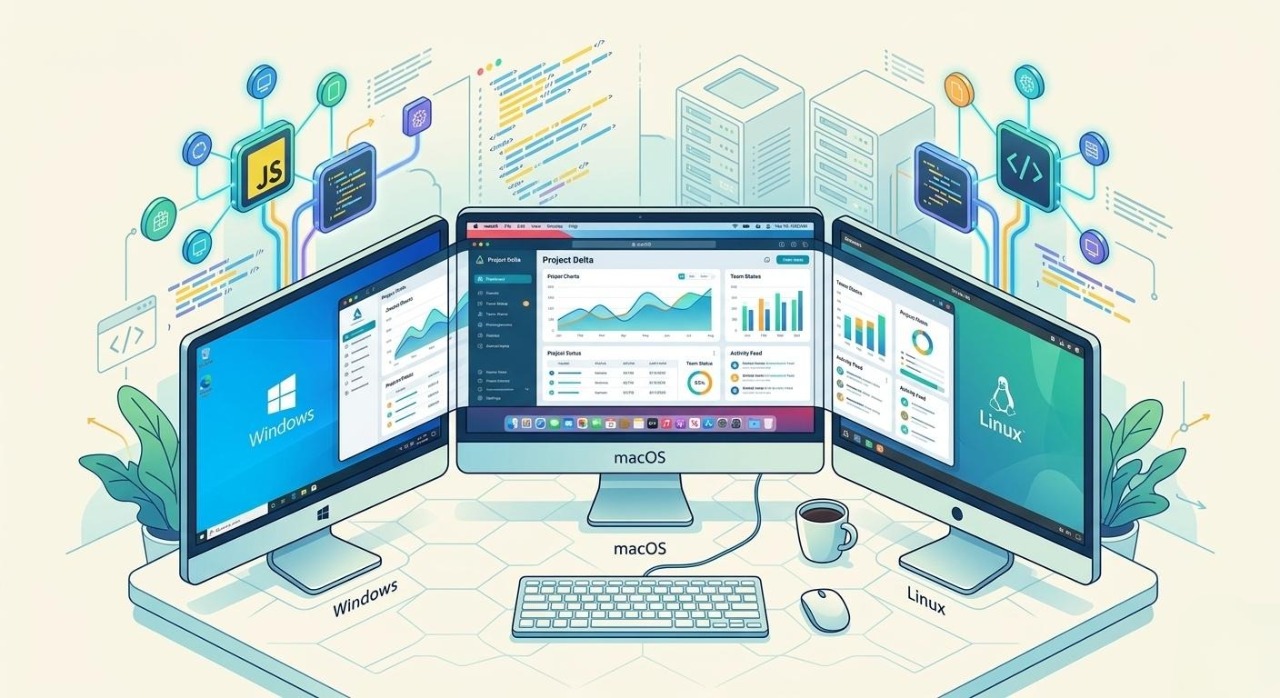 Cross-platform desktop application interface running seamlessly on Windows, Mac, and Linux operating systems using Electron.