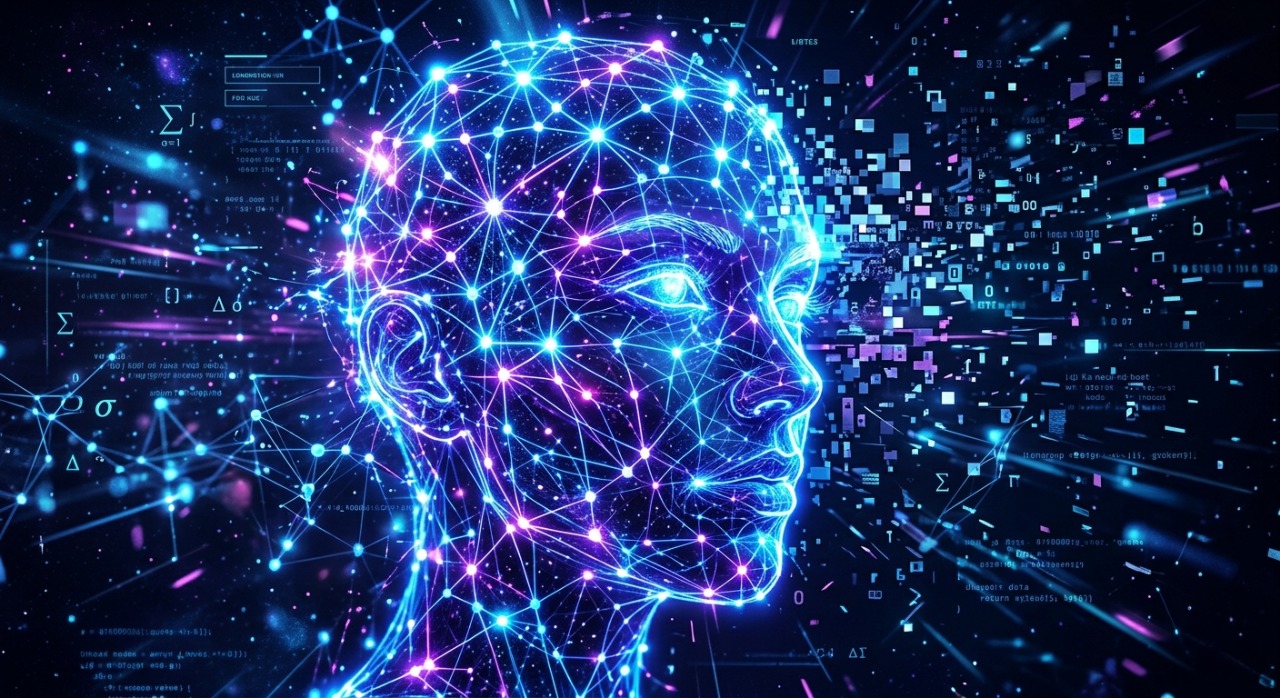Concept of AI neural networks and image generation