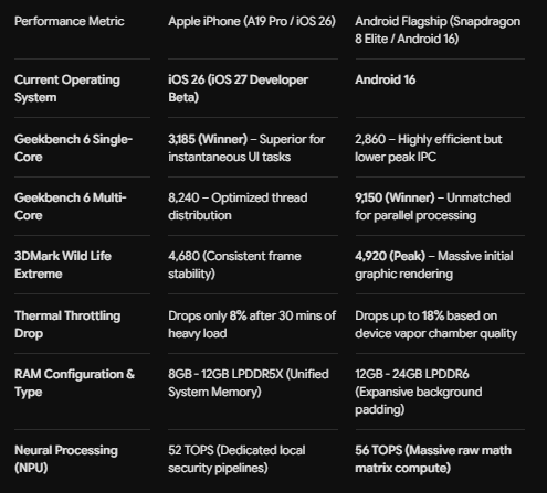iphone vs andoroid table