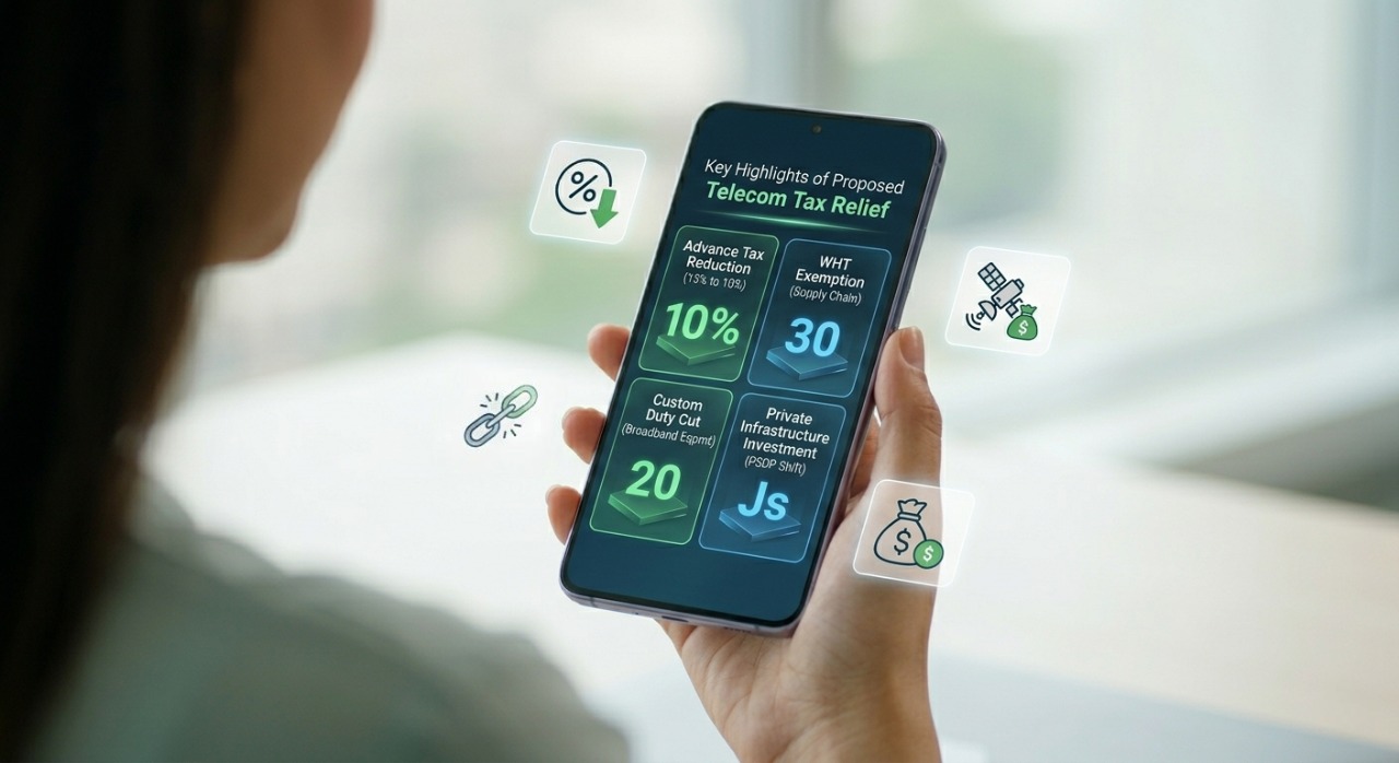 Smartphone displaying a detailed infographic of MoITT tax relief proposals for Budget 2026-27.