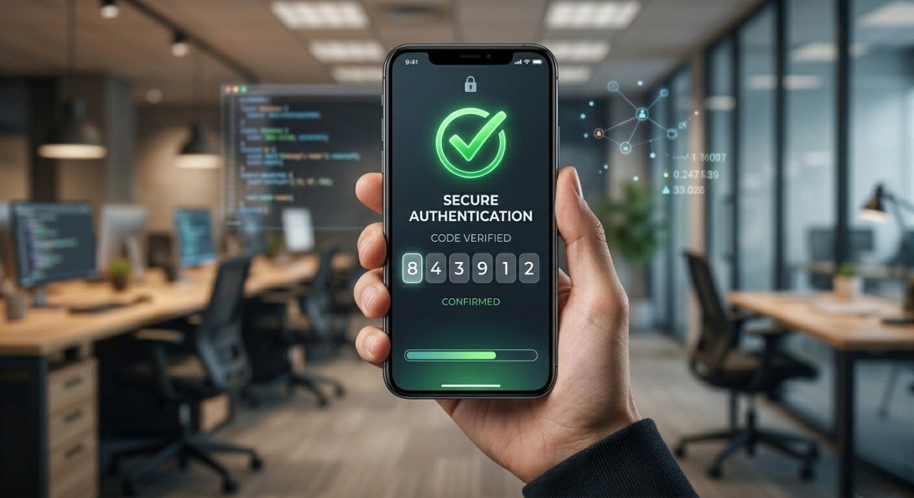Smartphone screen displaying a multi-factor authentication MFA login verification code.