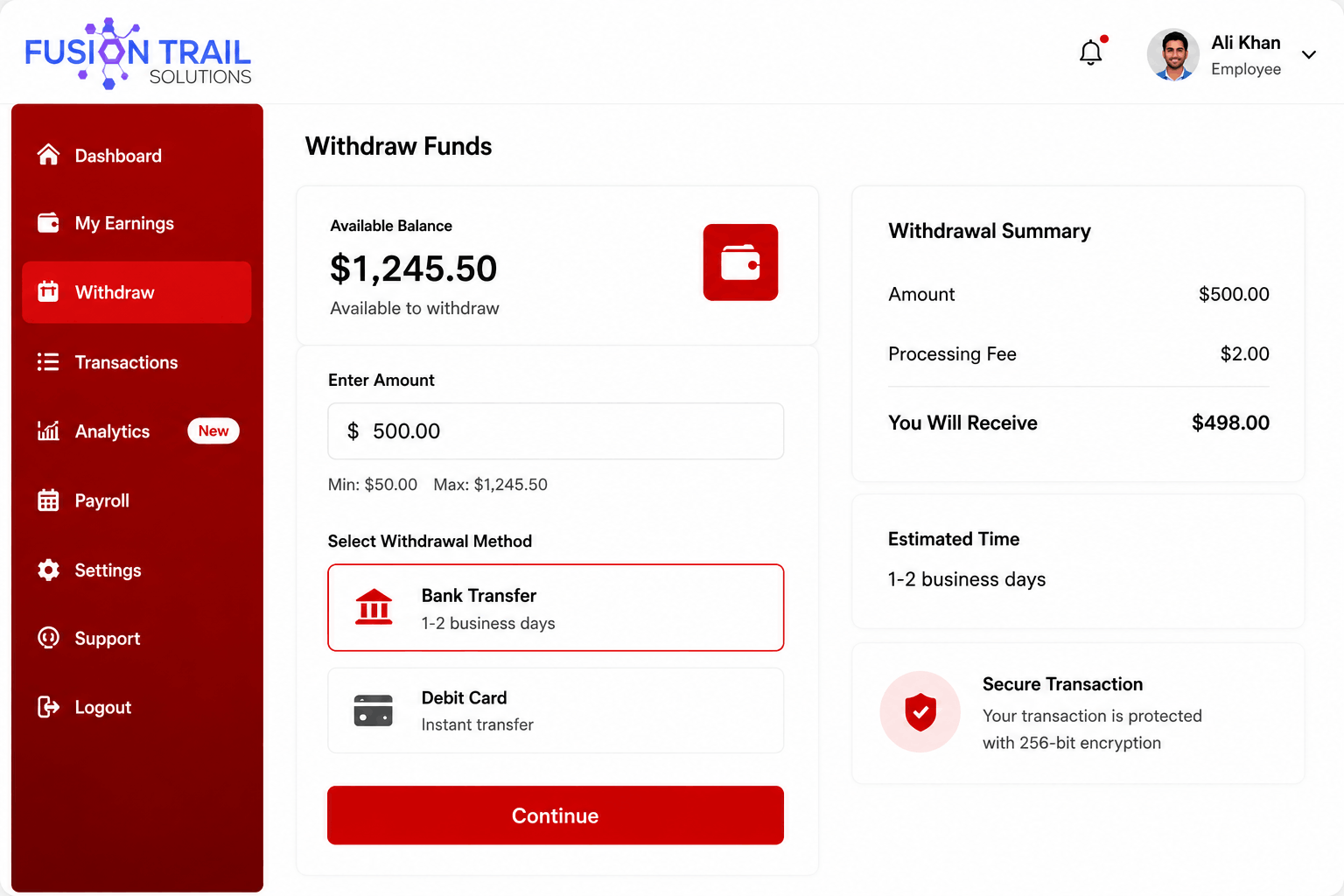 FinTech Early Wage Access Platform image 3