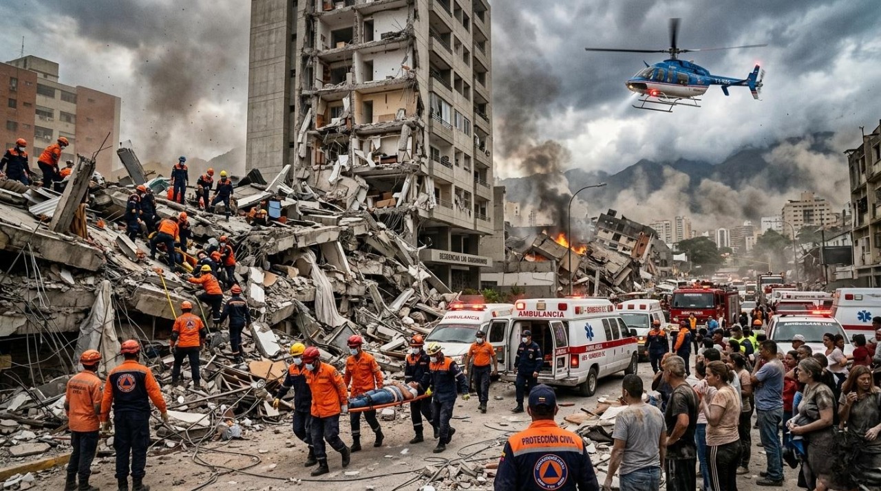 Damaged buildings after Venezuela earthquake in Caracas